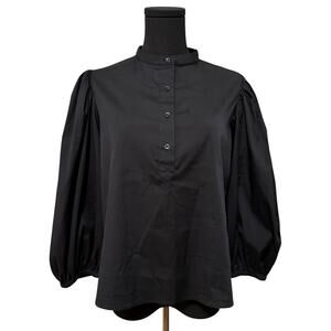 THE SHIRT by Rochelle Behrens Balloon Sleeve Shirt Blouse Black Size Medium